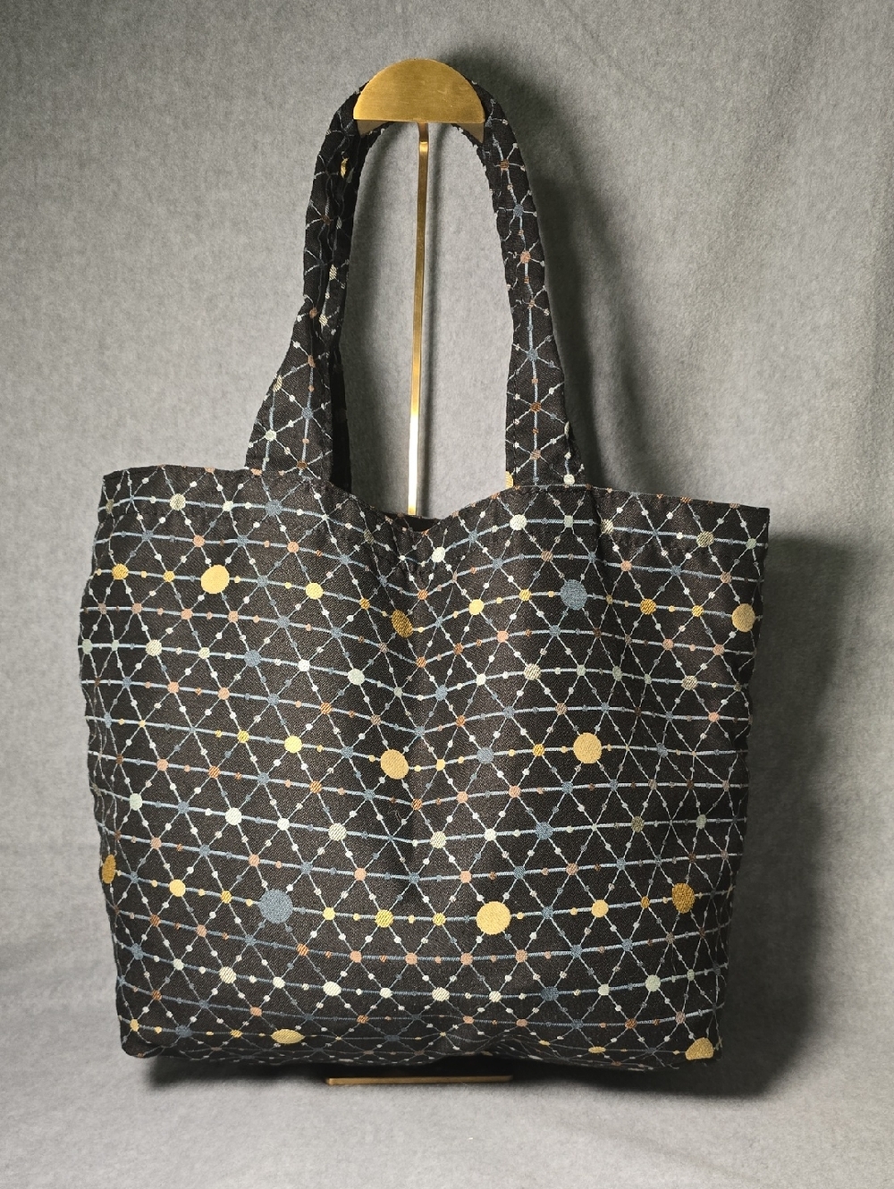 Handmade Black Geometric Dot Tote Bag